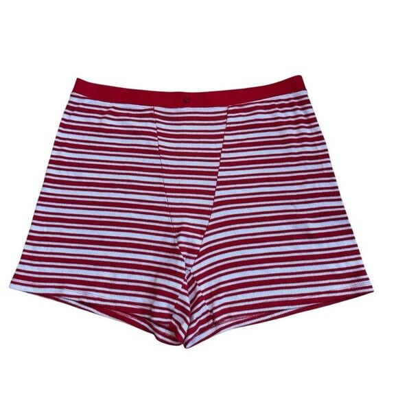 Victoria's Secret PINK Thermal Boxer Brief Shorts in Red/White Stripes Size XL - Picture 6 of 7